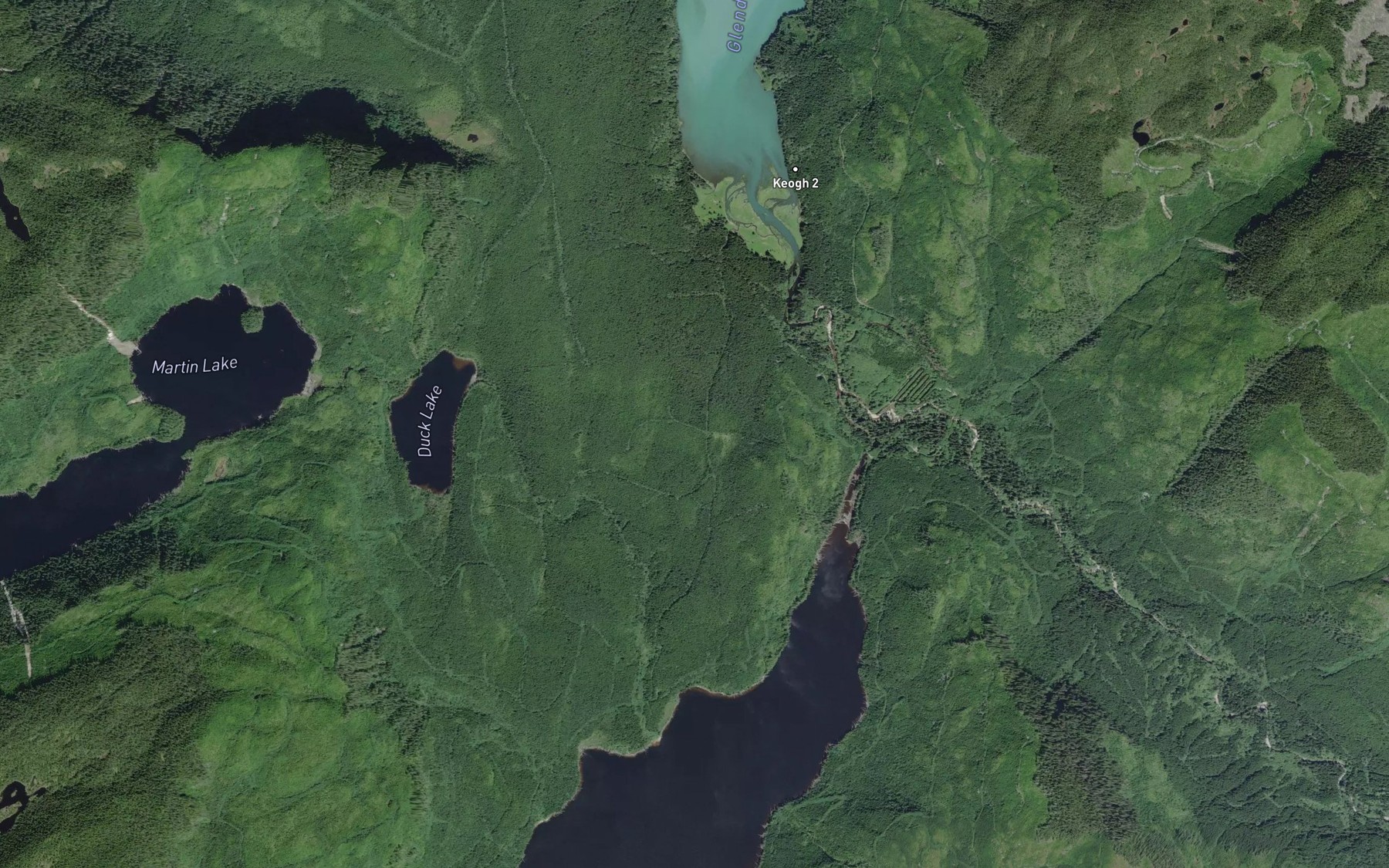 Satellite map of the Glendale Creek