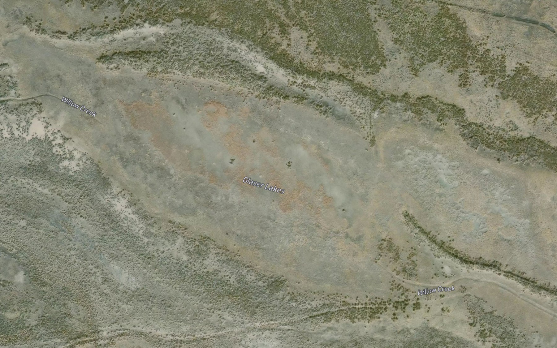 Satellite map of the Glaser Lakes