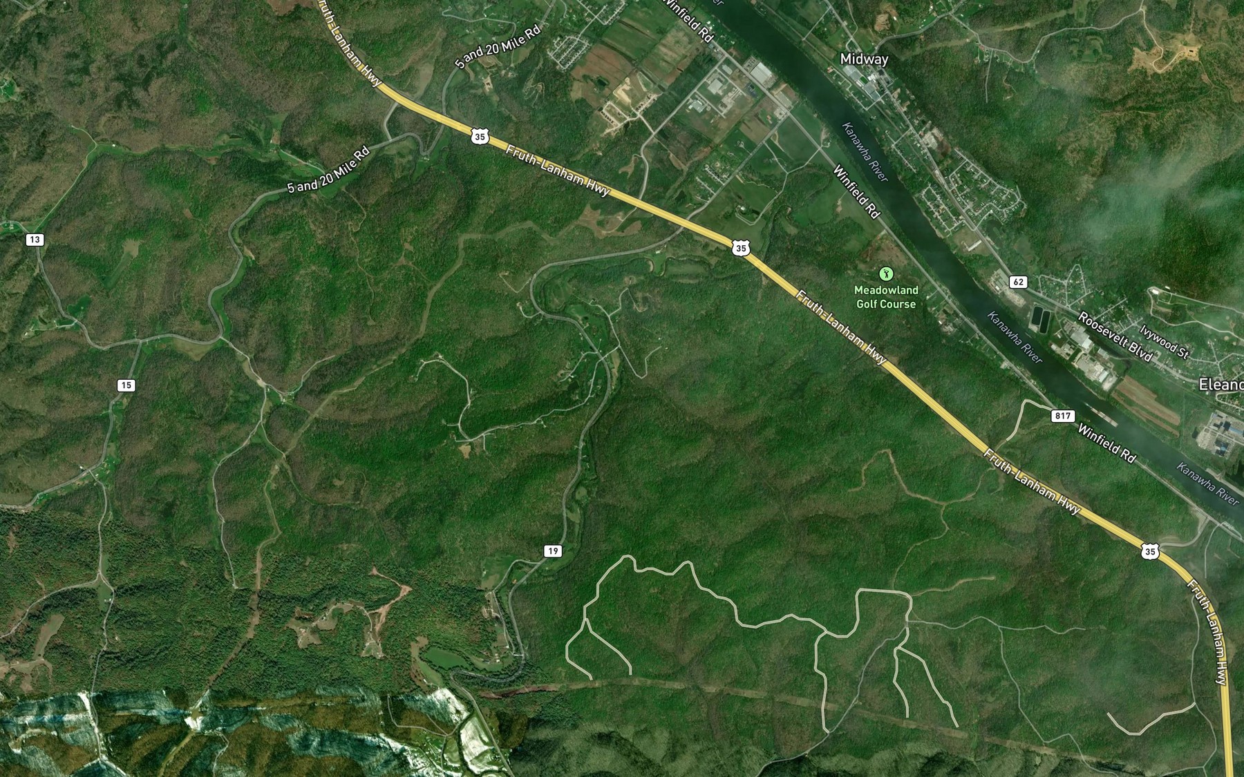 Satellite map of the Horse Creek