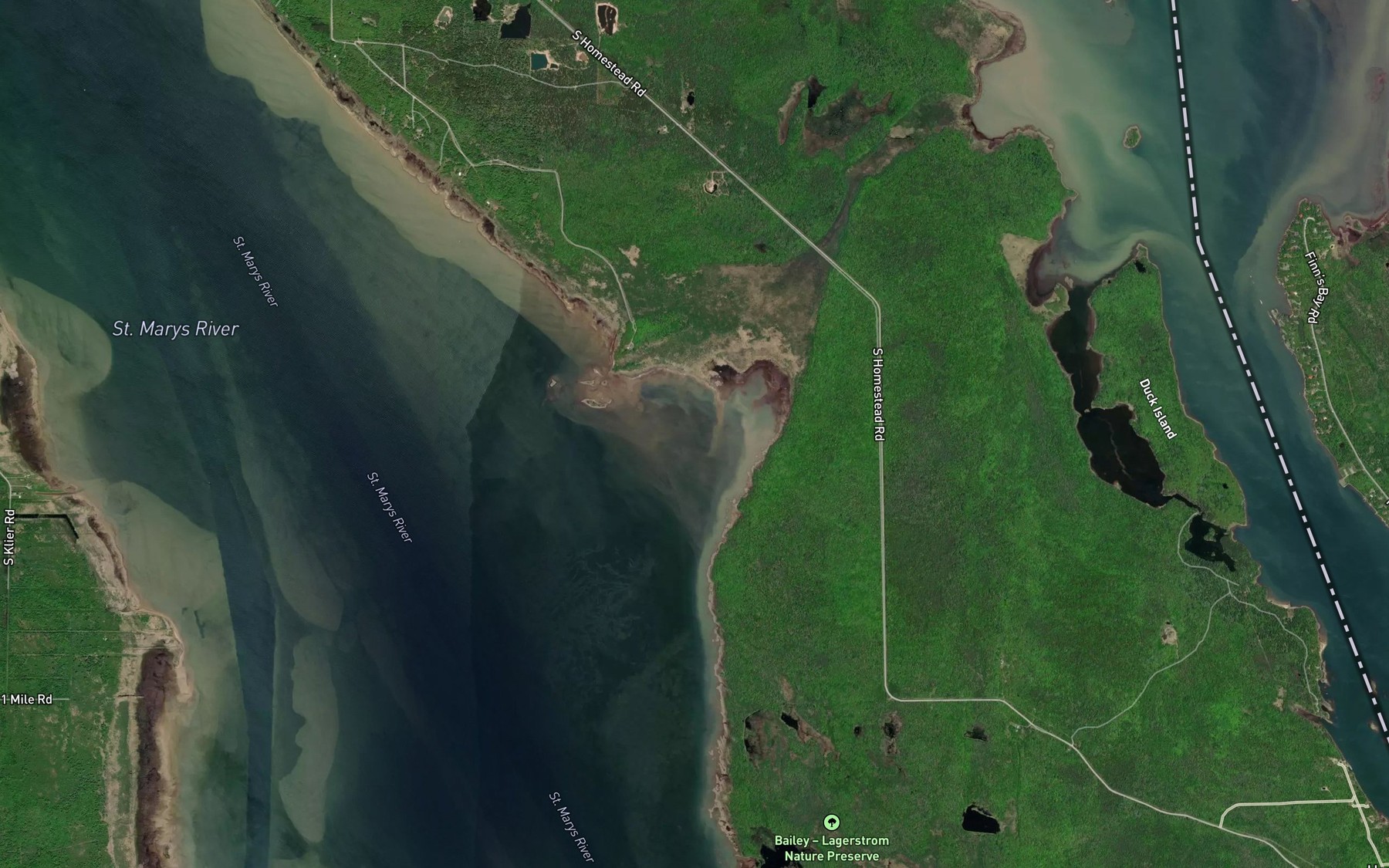 Satellite map of the Shingle Bay