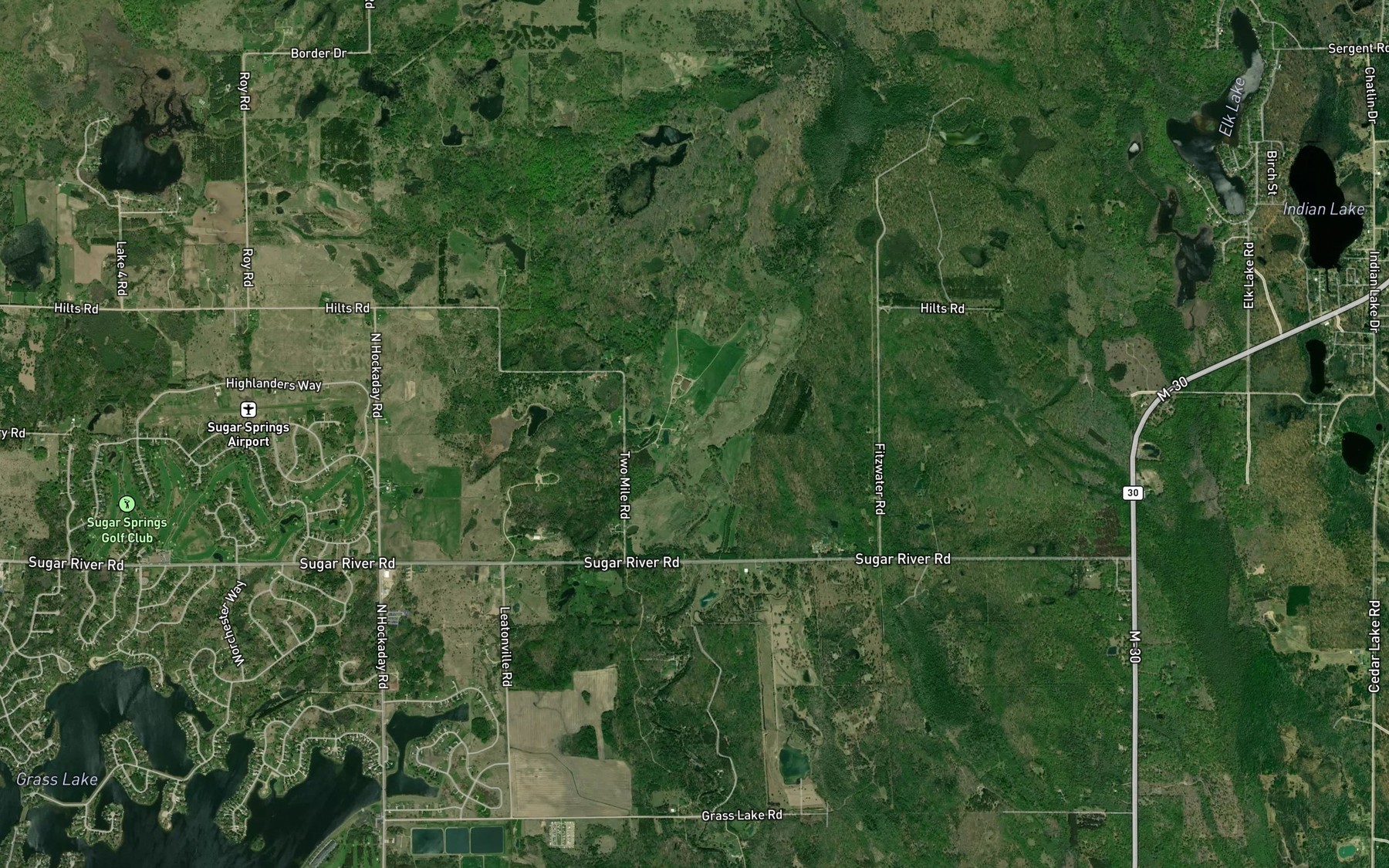 Satellite map of the Lake Four Outlet
