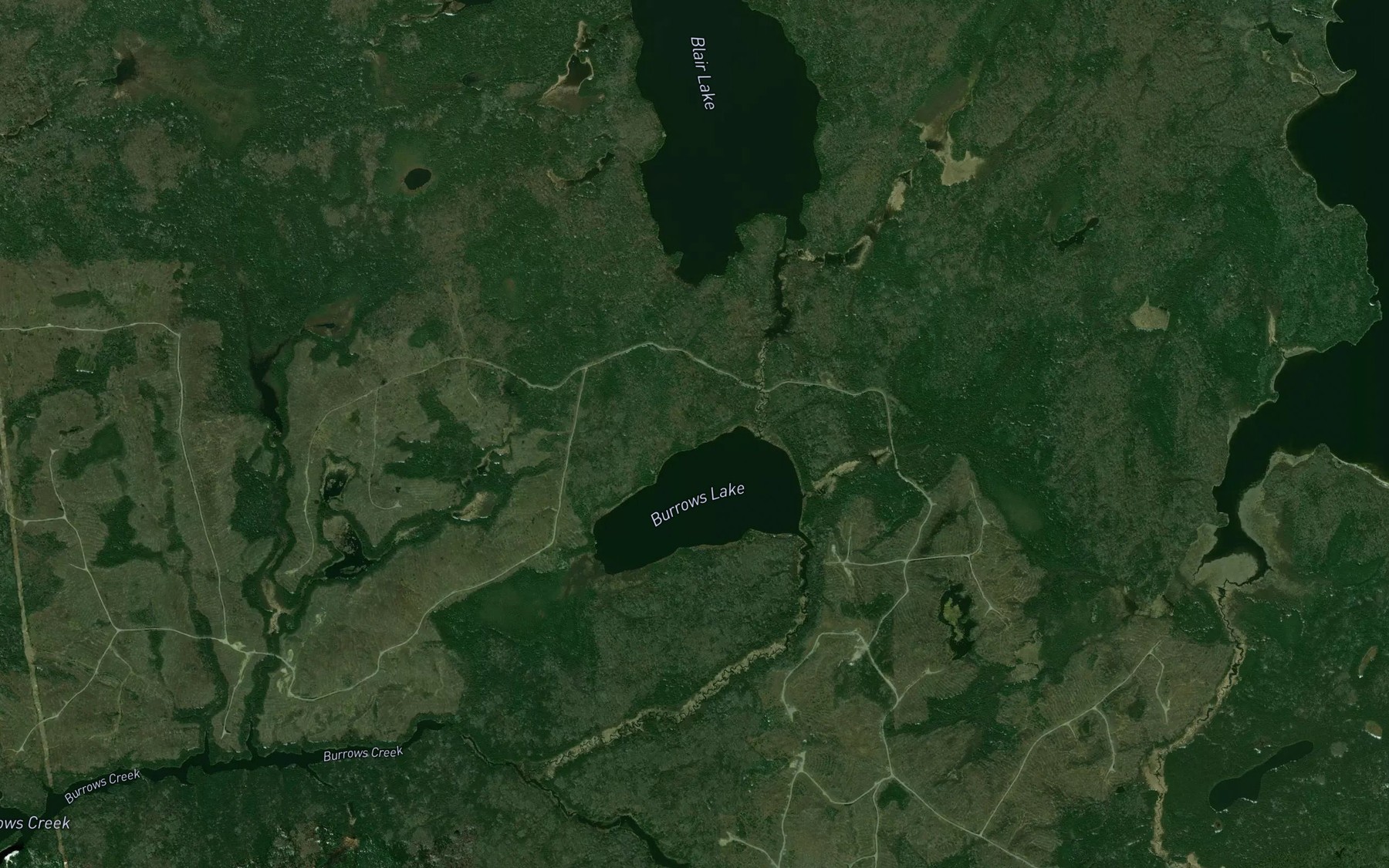 Satellite map of the Burrows Creek