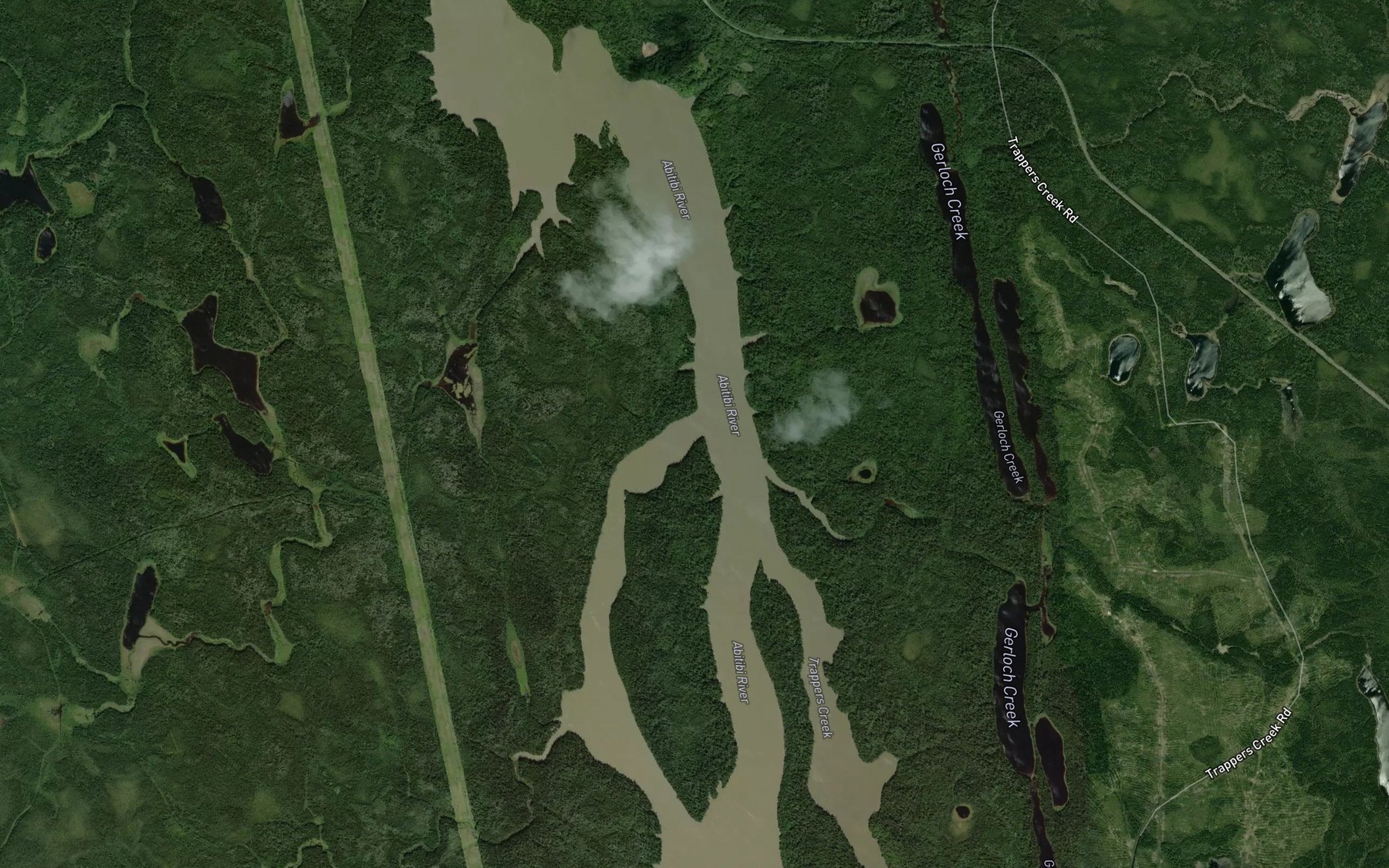 Satellite map of the Trappers Creek