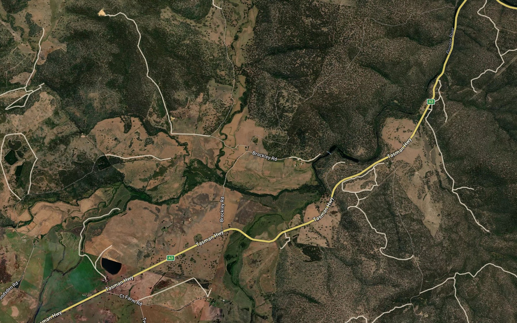Satellite map of the Tea Tree Rivulet