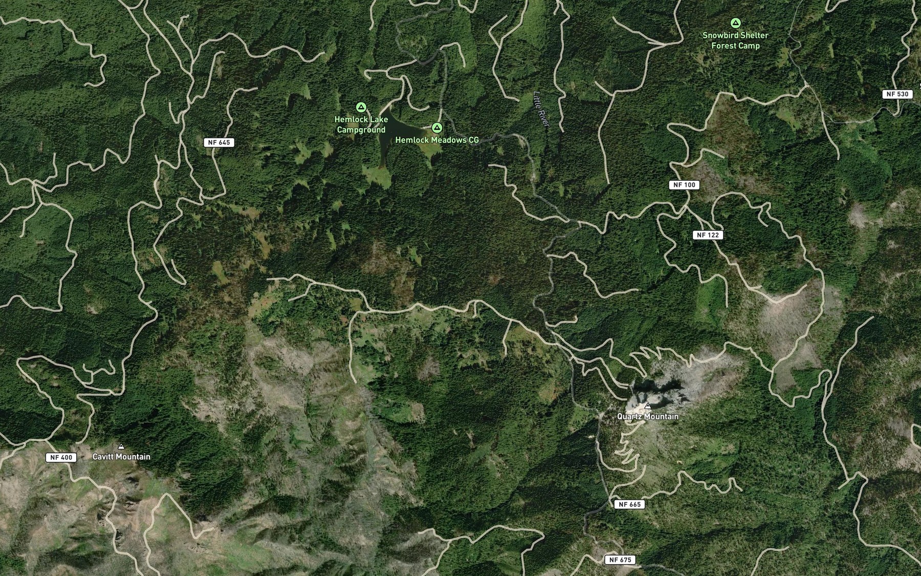 Satellite map of the Dead Cow Lake