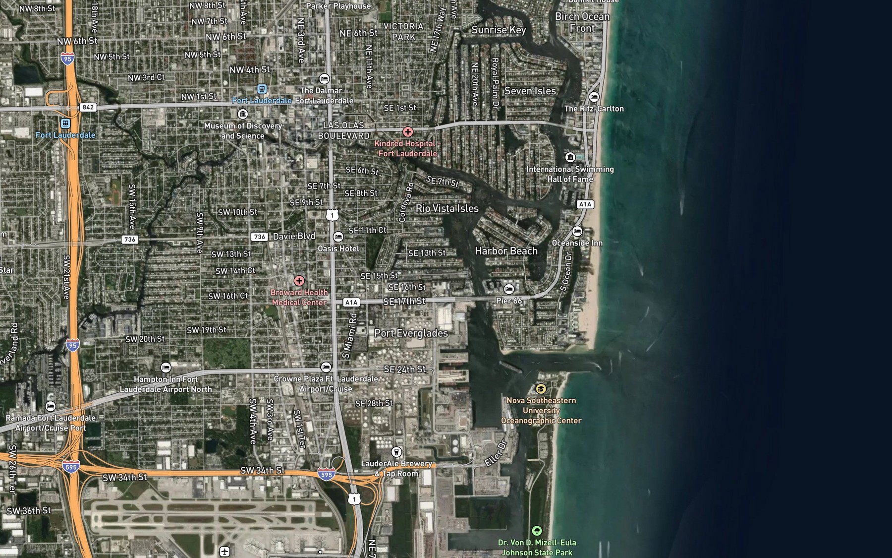 Satellite map of the Ft. Lauderdale
