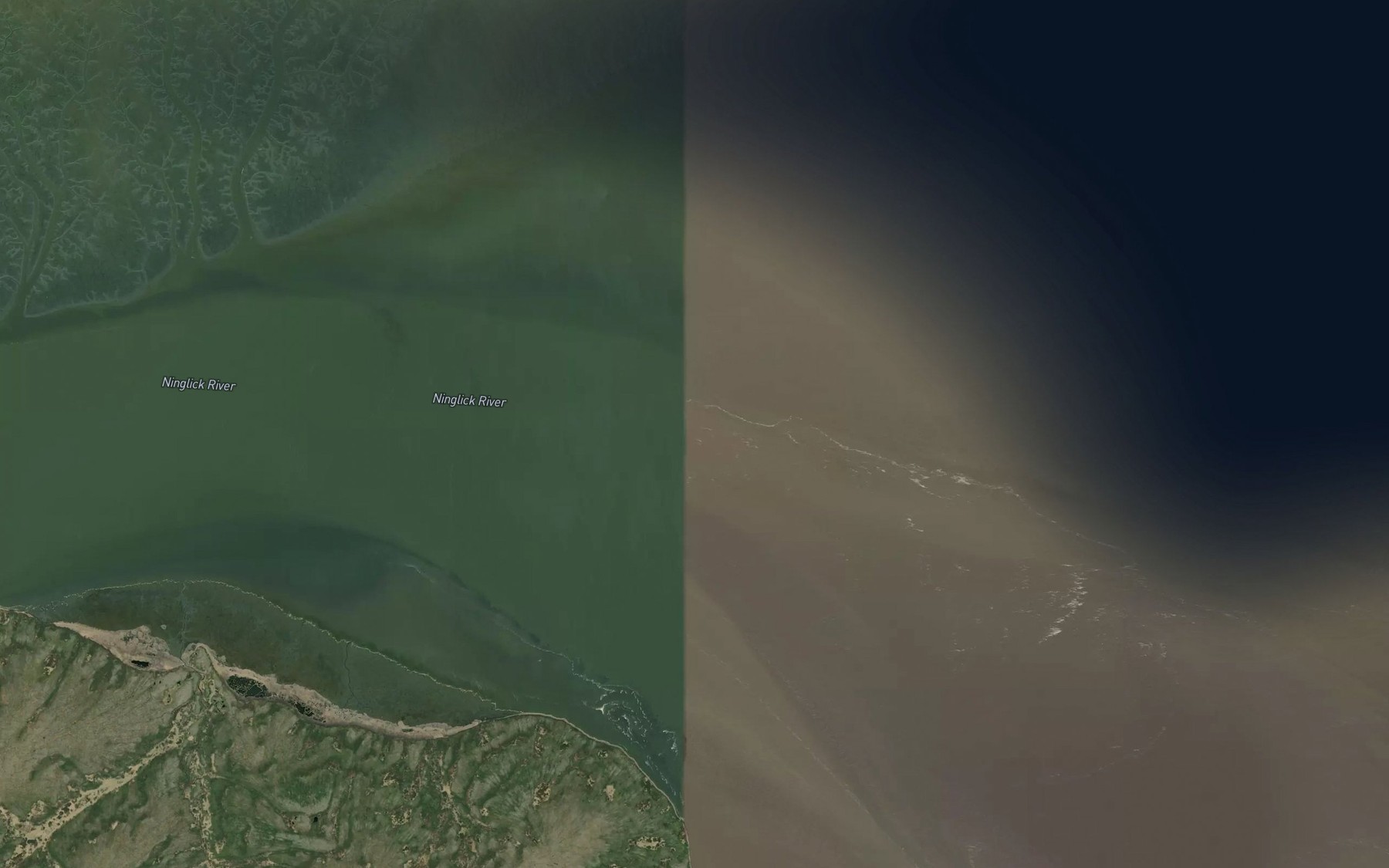 Satellite map of the Philacte Bay