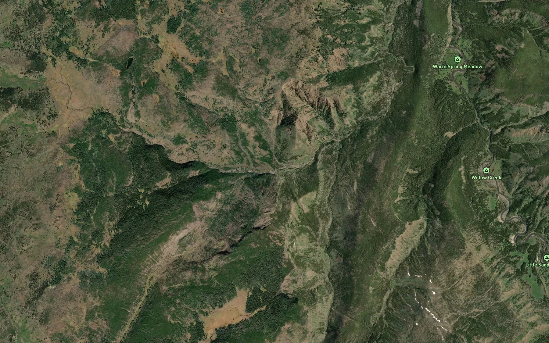 Satellite map of the Mirror Fork