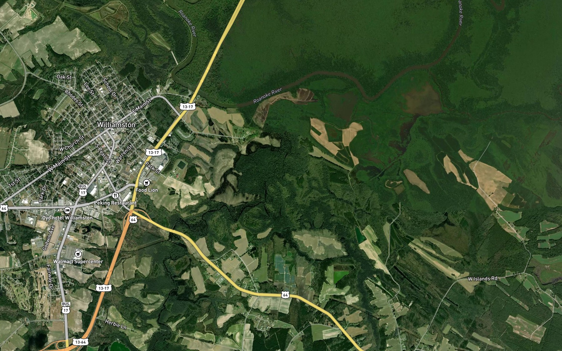 Satellite map of the Peter Swamp