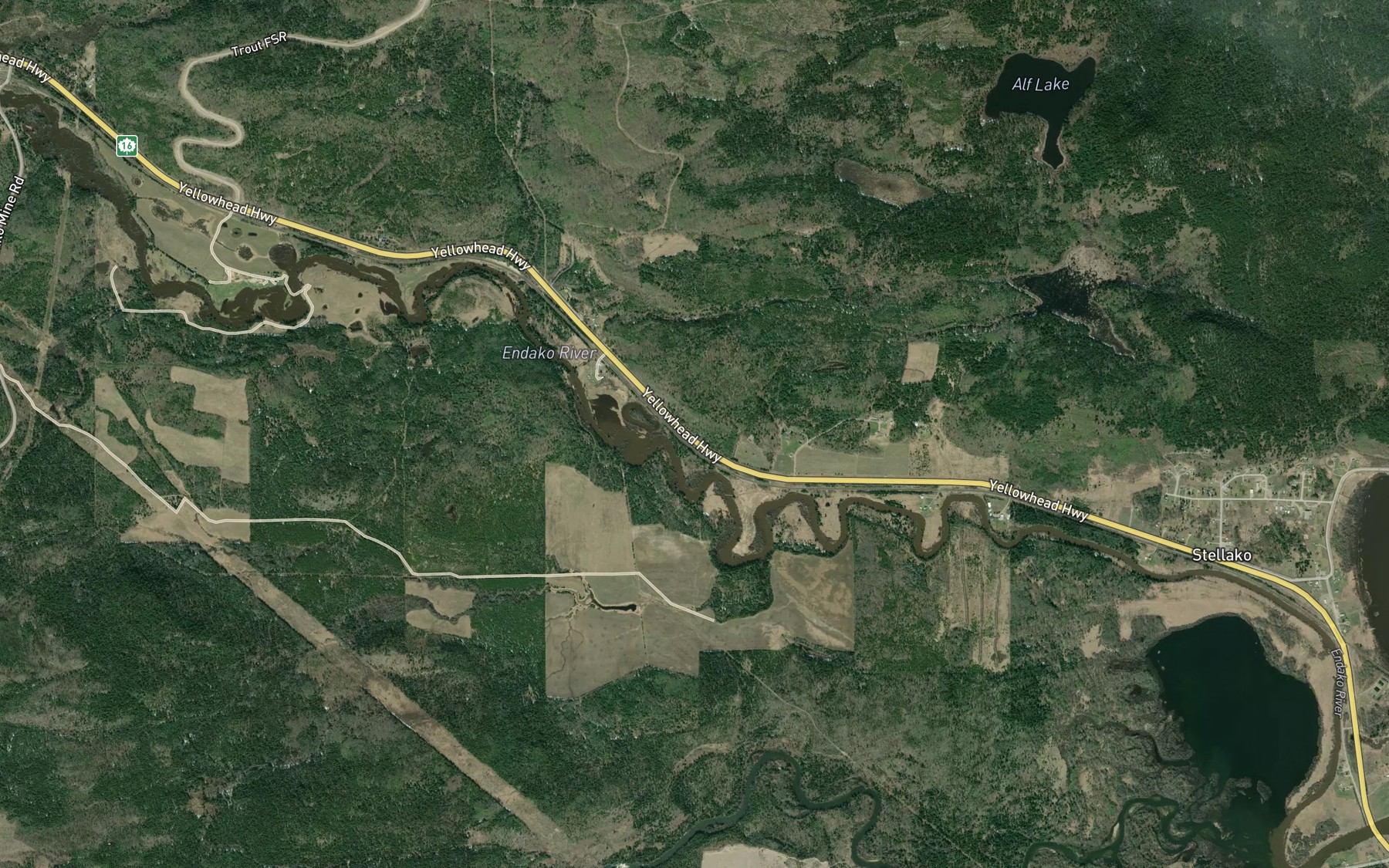 Satellite map of the Alf Creek