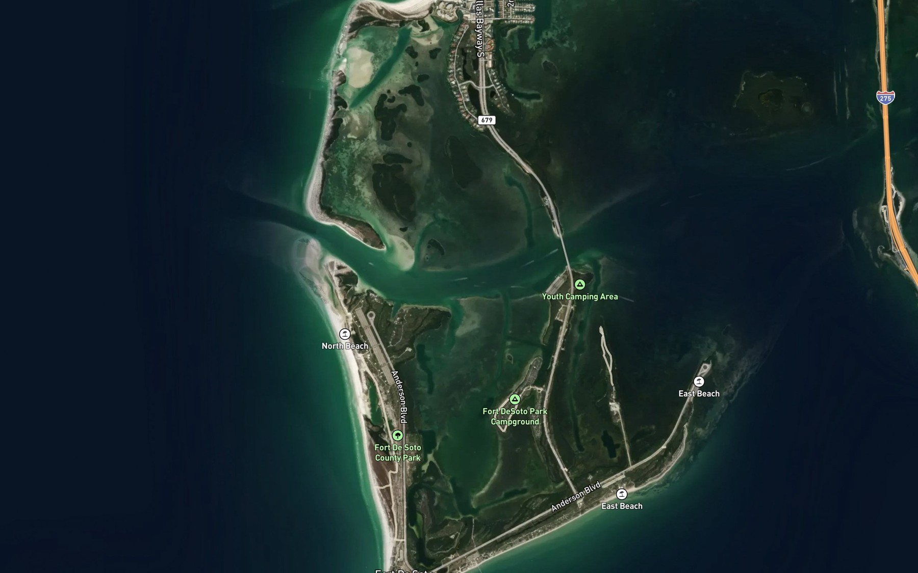 Satellite map of the Bunces Pass