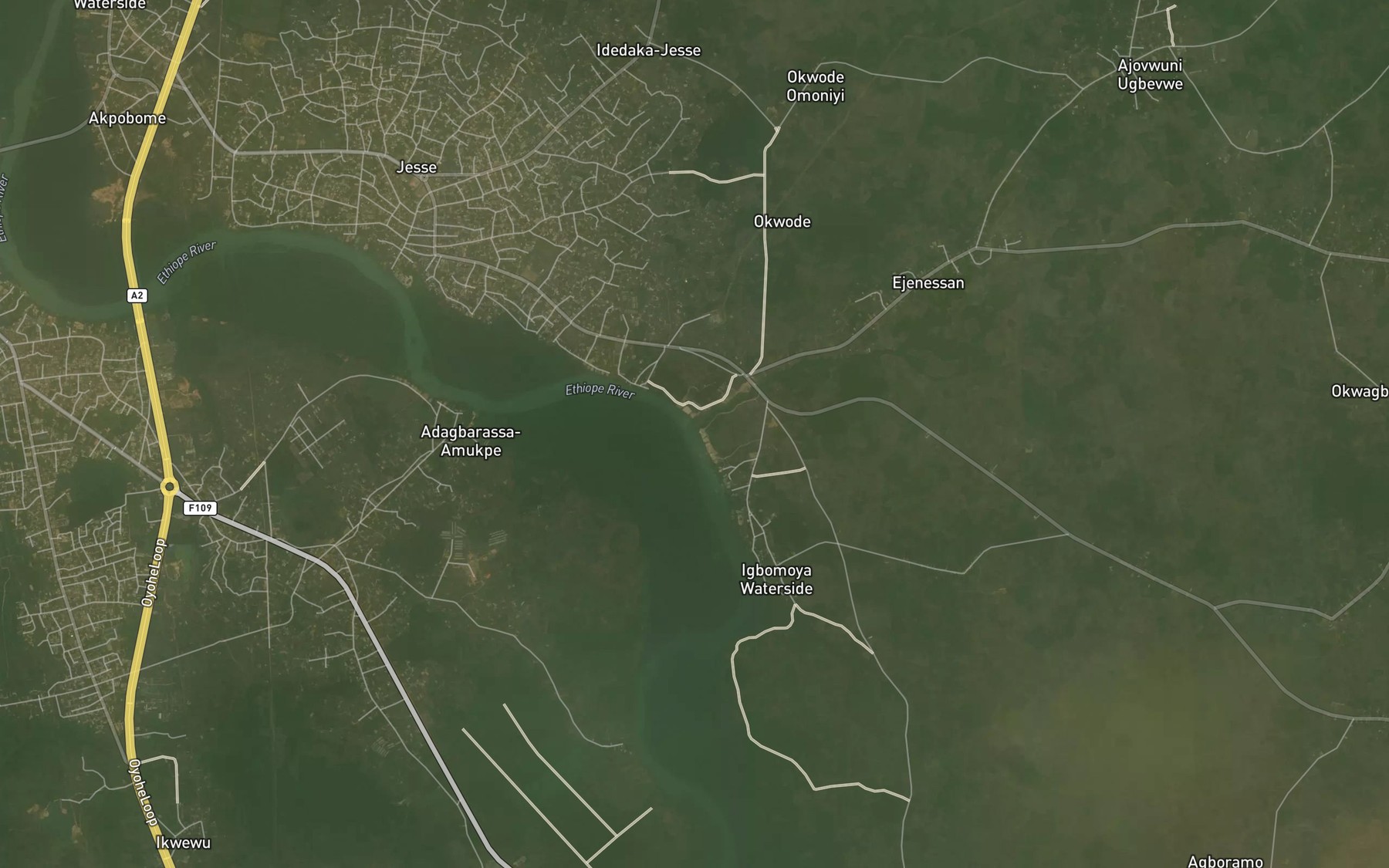 Satellite map of the Igbomoya Stream