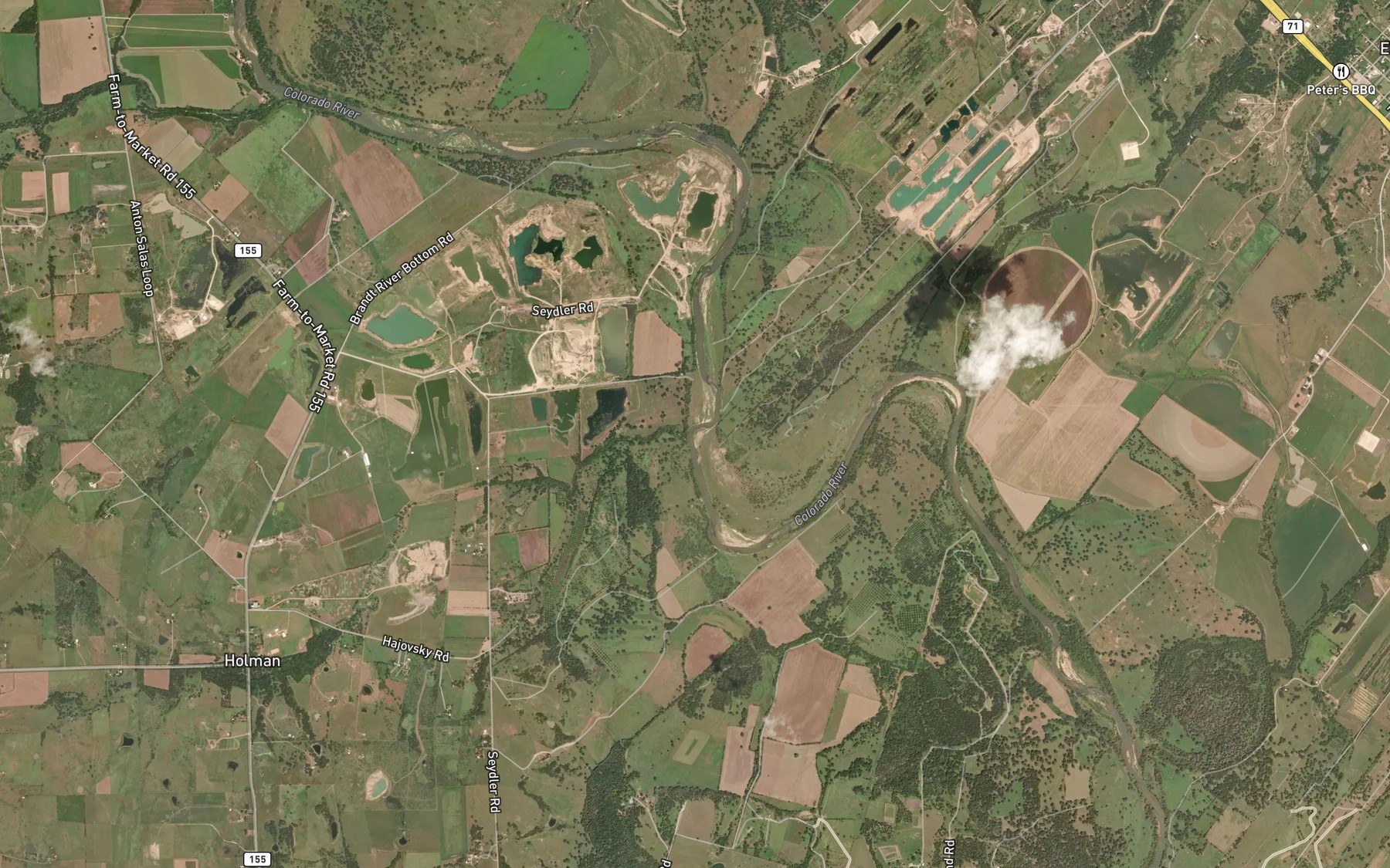 Satellite map of the Pecan Creek