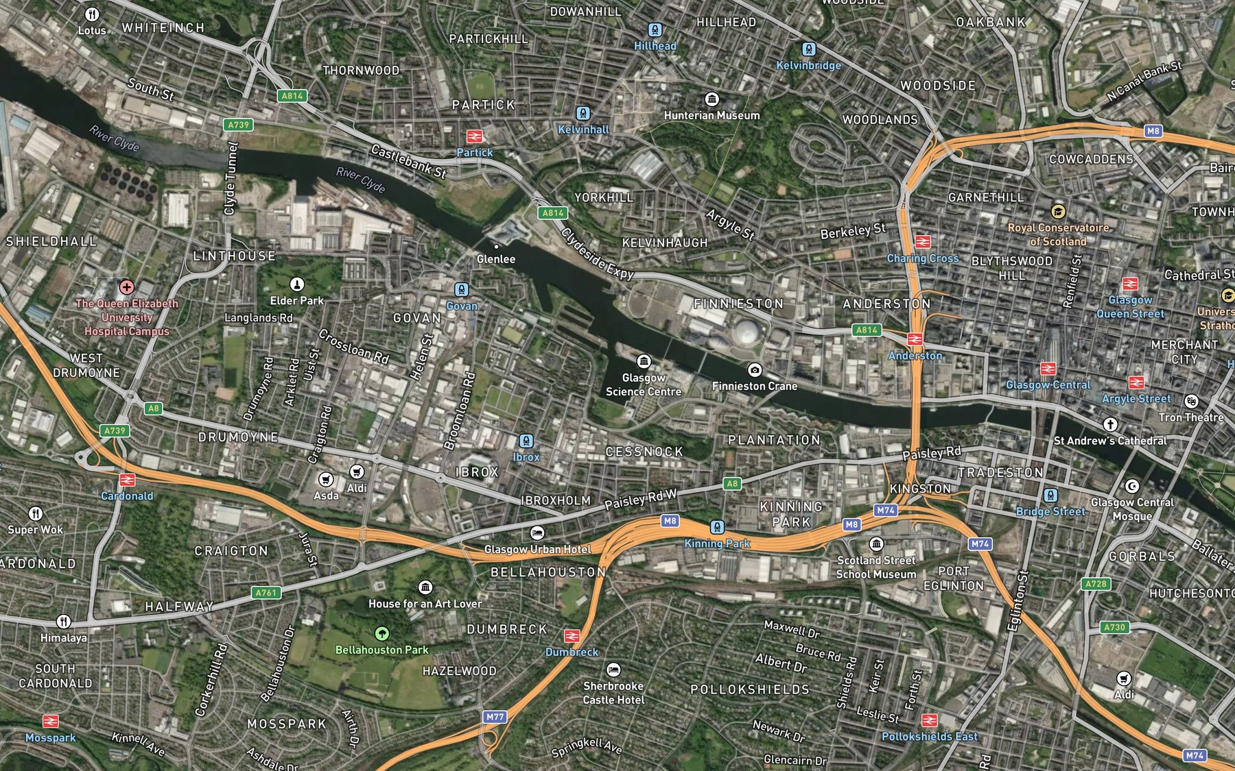 Satellite map of the Prince's Dock (historical)
