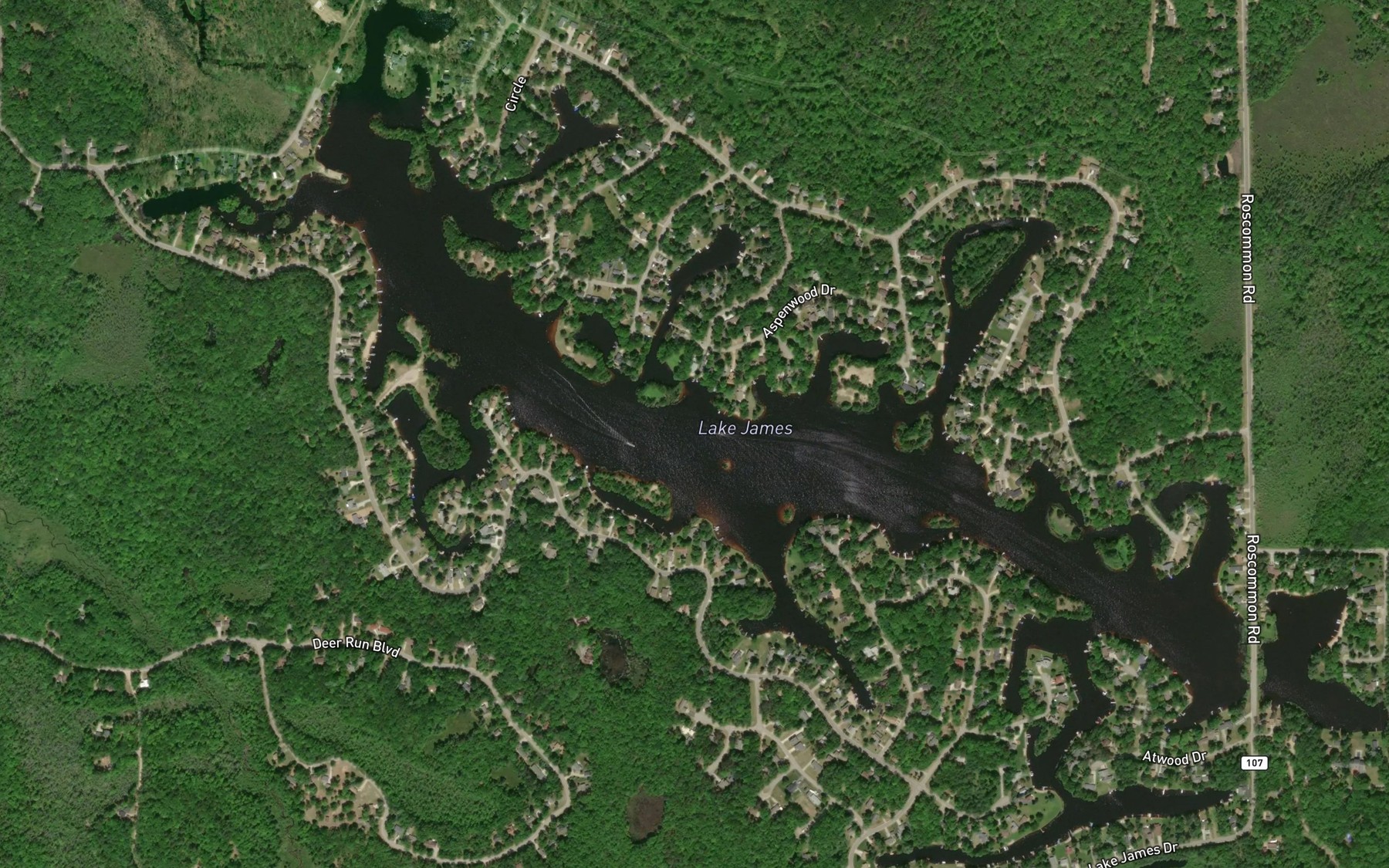 Satellite map of the Lake James