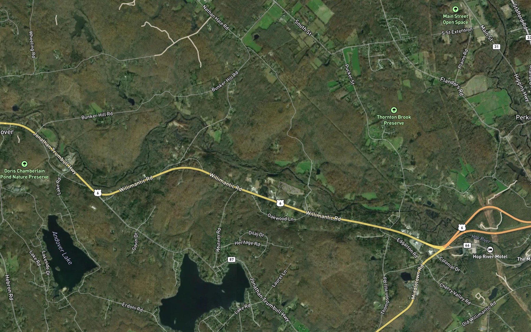 Satellite map of the Theims Brook