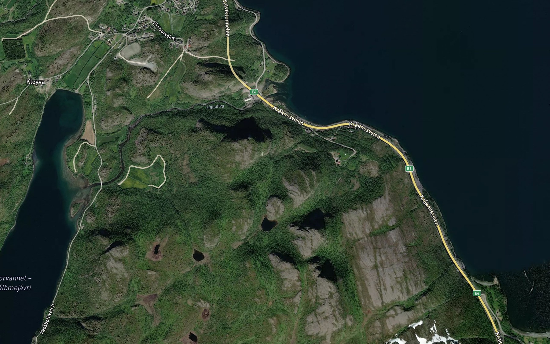 Satellite map of the Duggelva