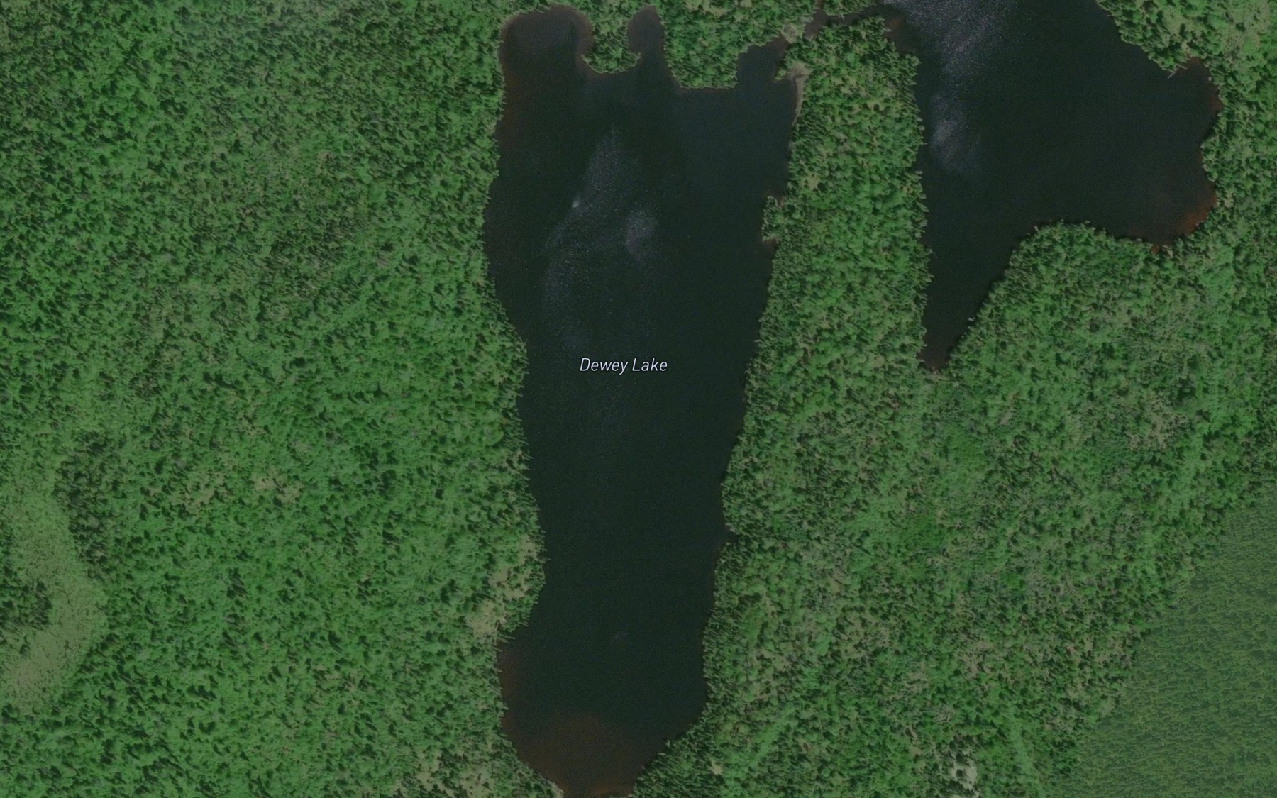 Satellite map of the Dewey Lake