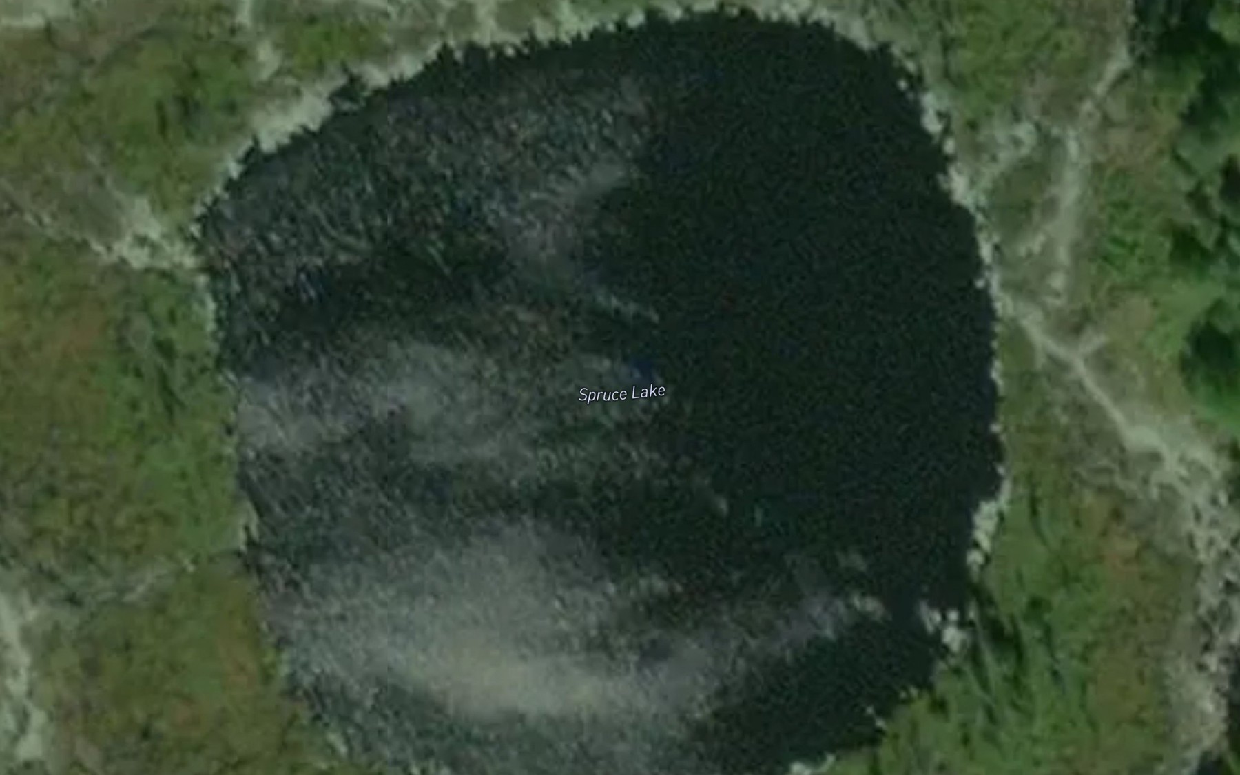 Satellite map of the Spruce Lake