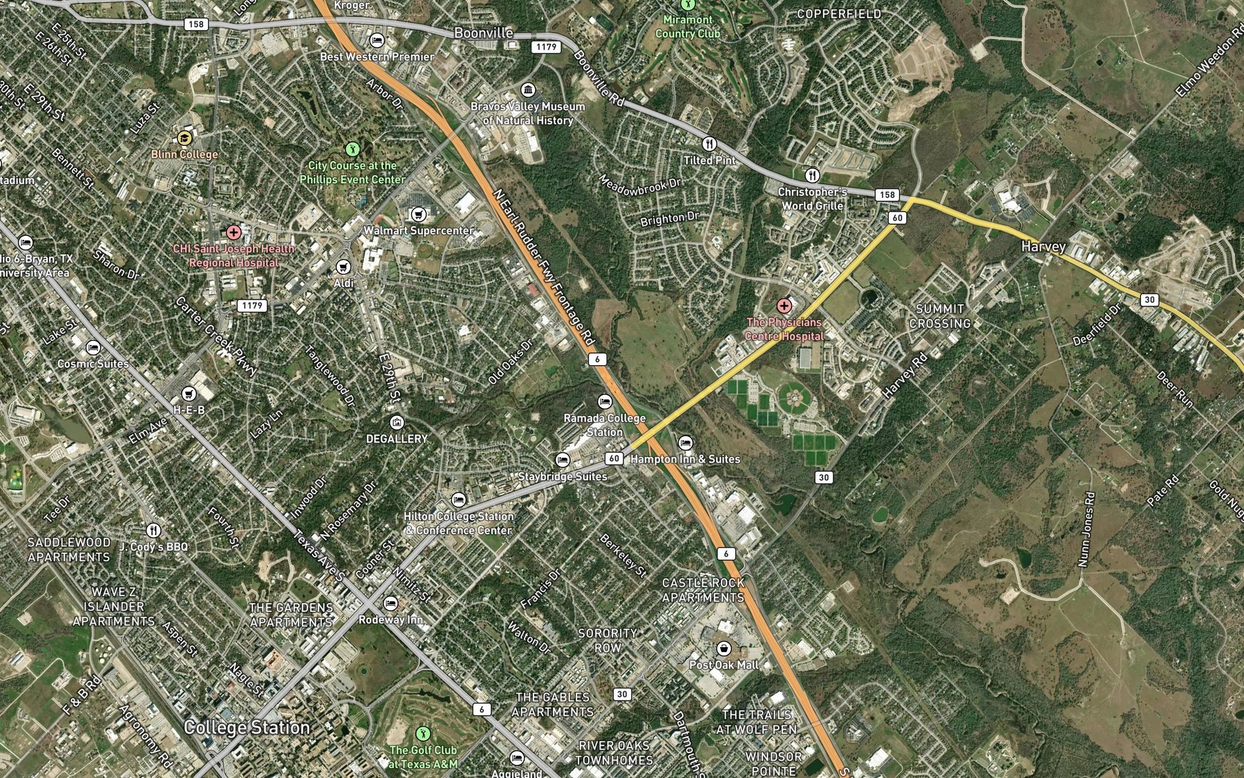 Satellite map of the Burton Creek