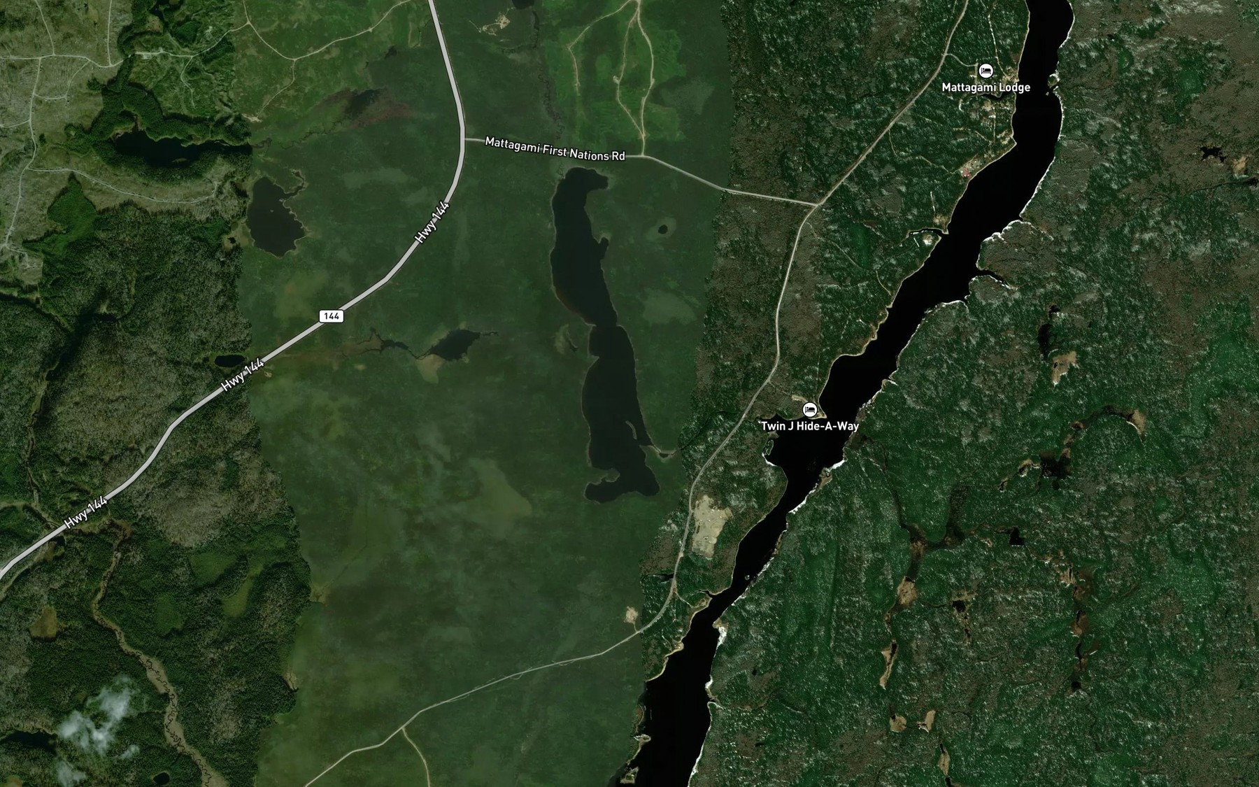 Satellite map of the Stetham Creek