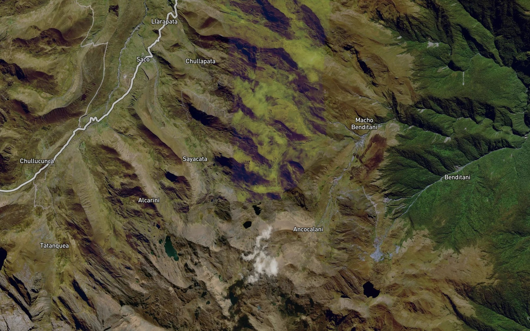 Satellite map of the Lago Yanacocha