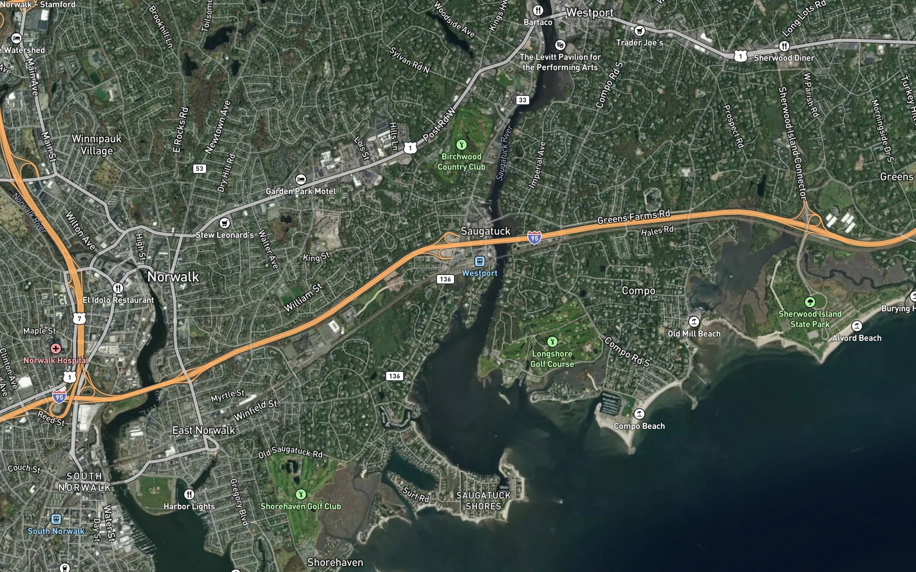 Satellite map of the Indian River
