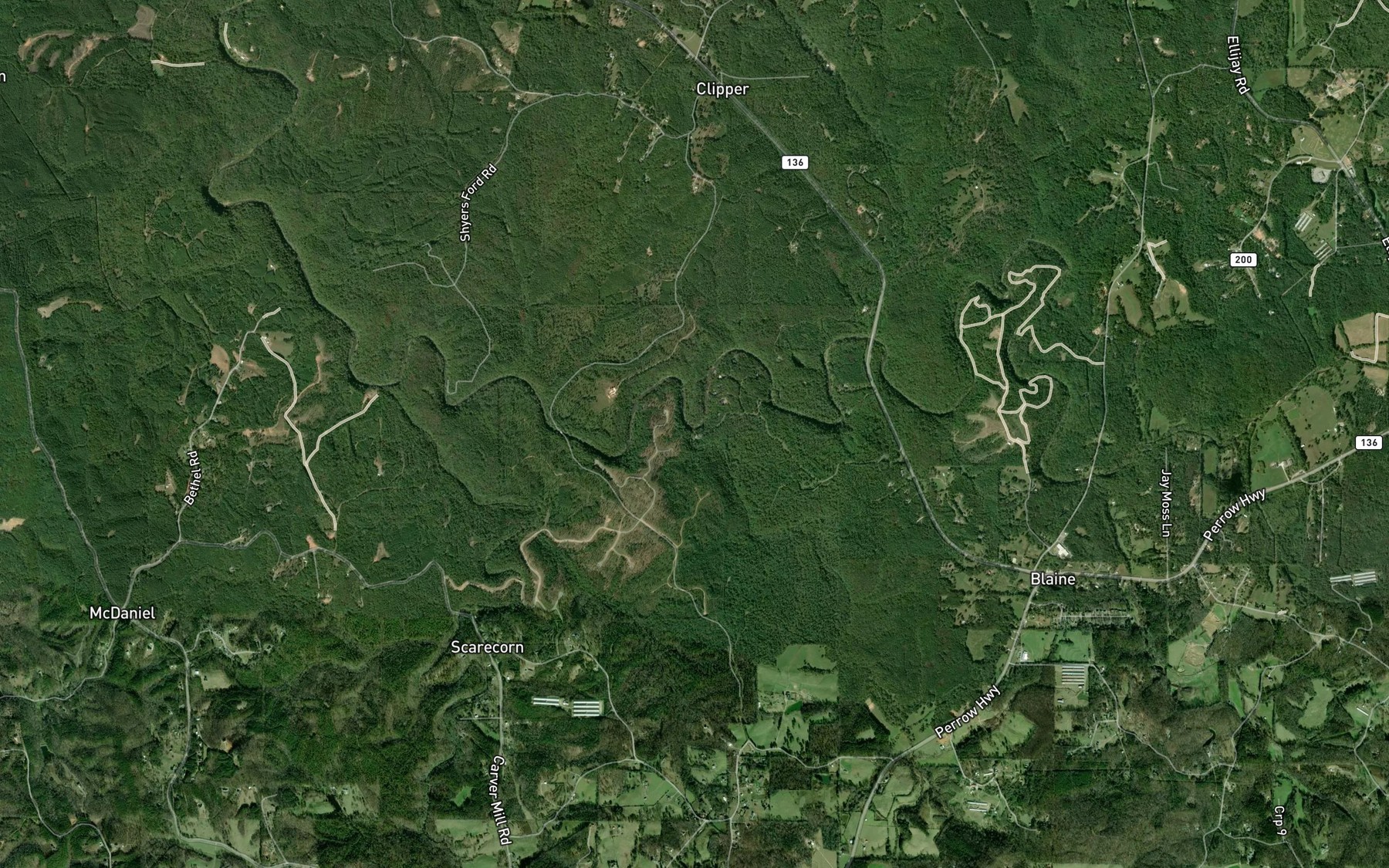 Satellite map of the Little Scarecorn Creek