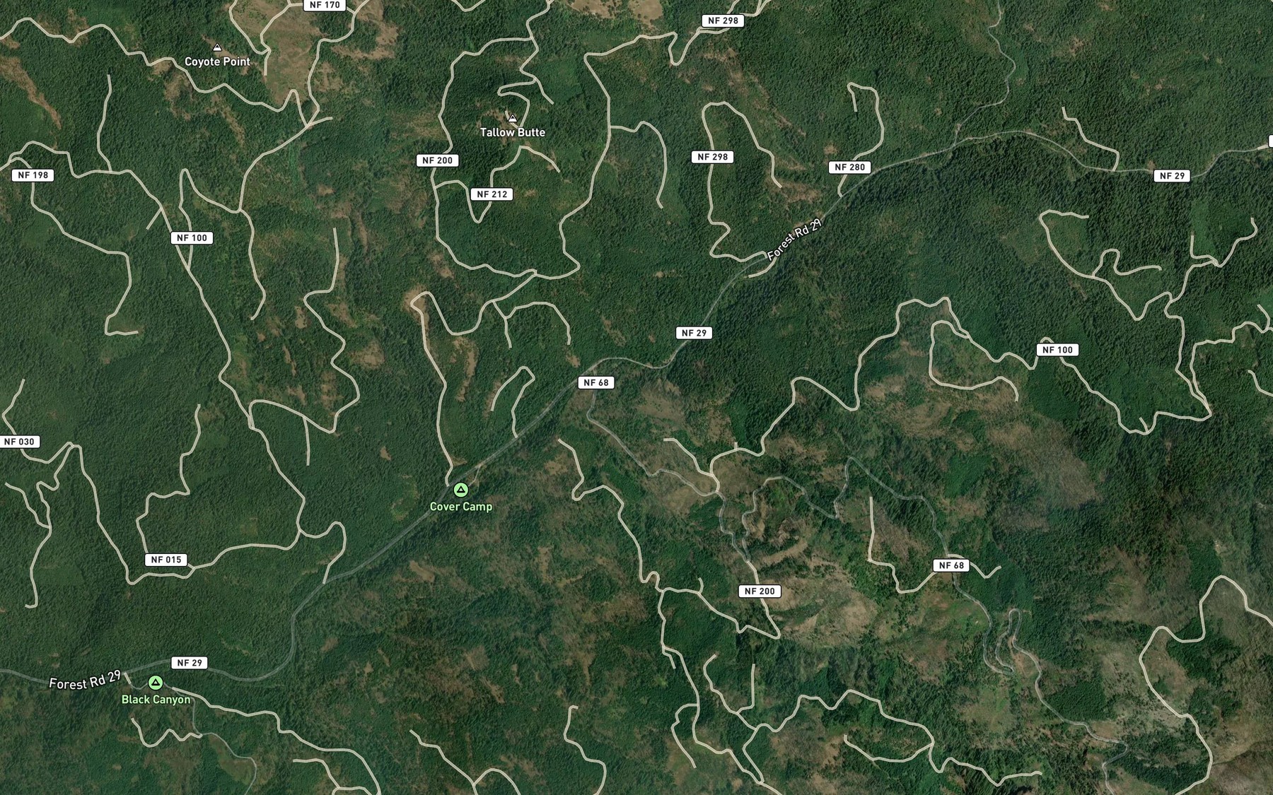 Satellite map of the Crooked Creek