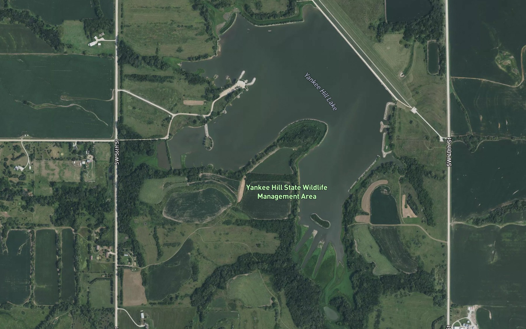 Satellite map of the Yankee Hill Lake