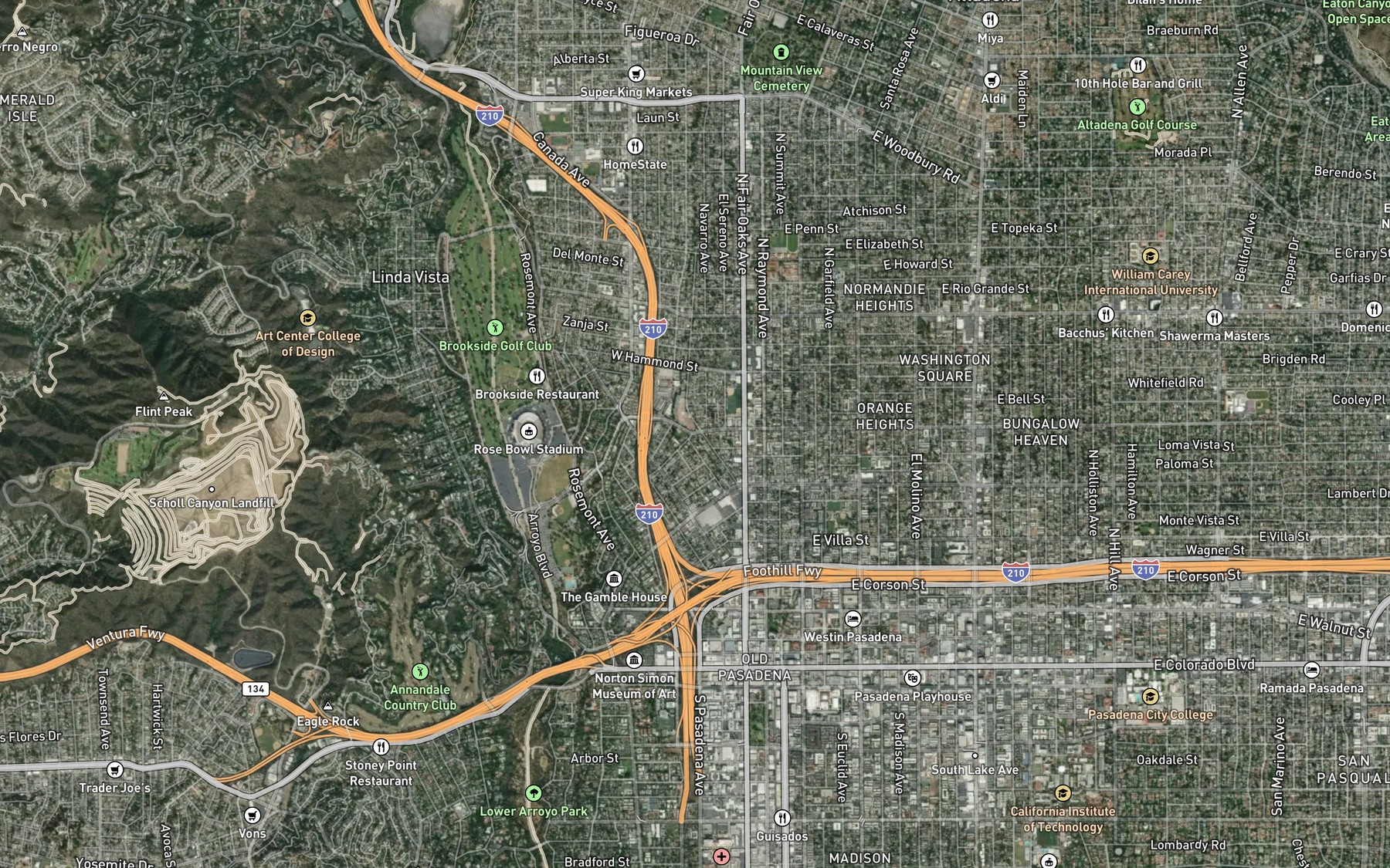 Satellite map of the Sunset Reservoir