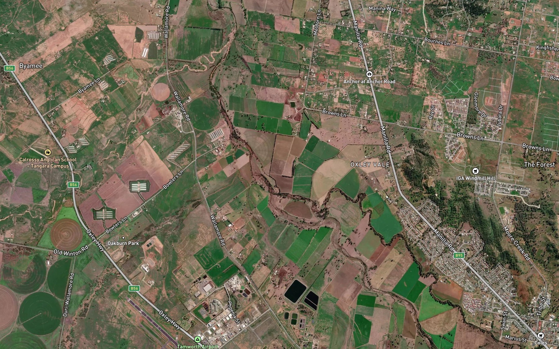 Satellite map of the Tangaratta Creek