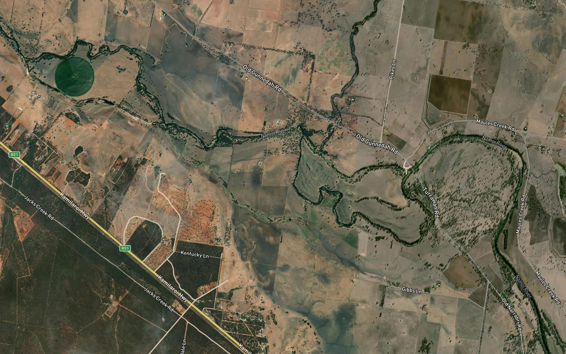 Satellite map of the Eulah Creek