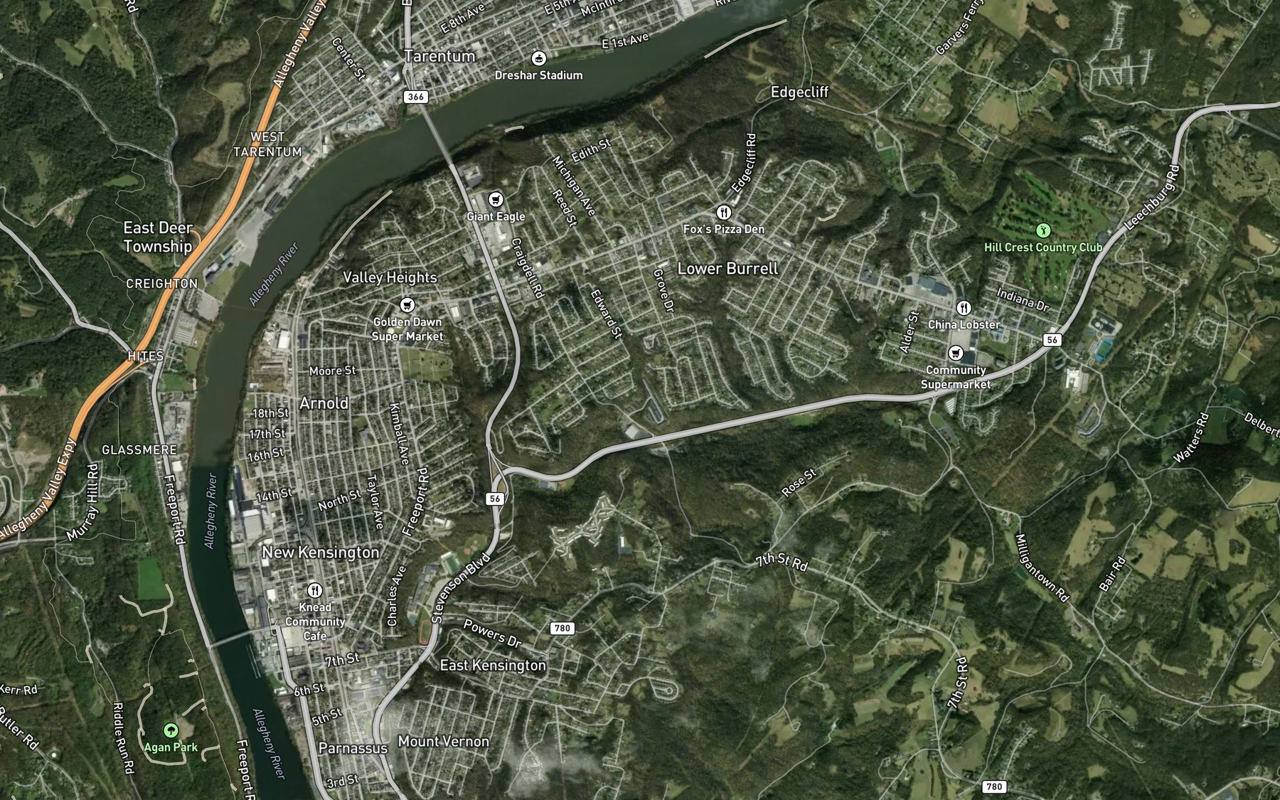 Satellite map of the Rabbit Foot Lake