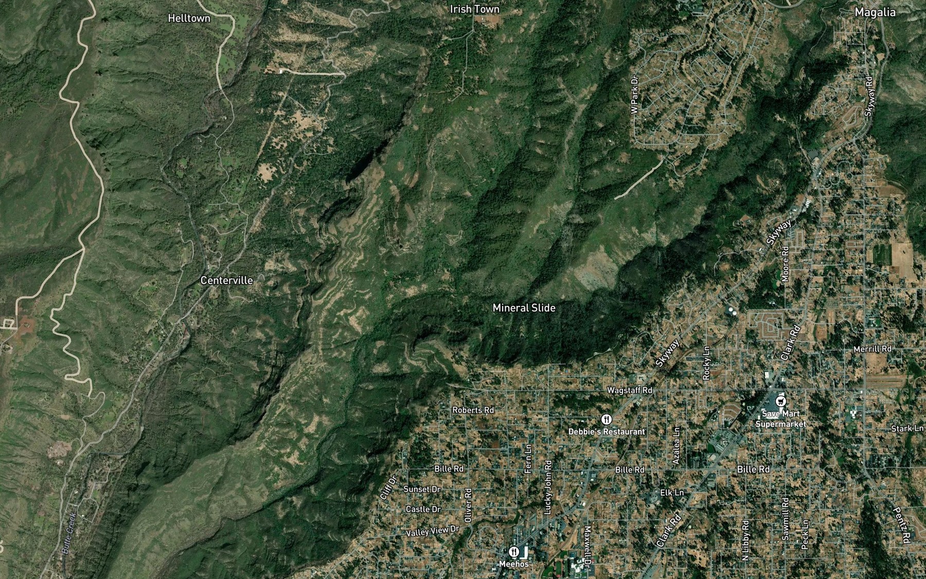 Satellite map of the Middle Butte Creek
