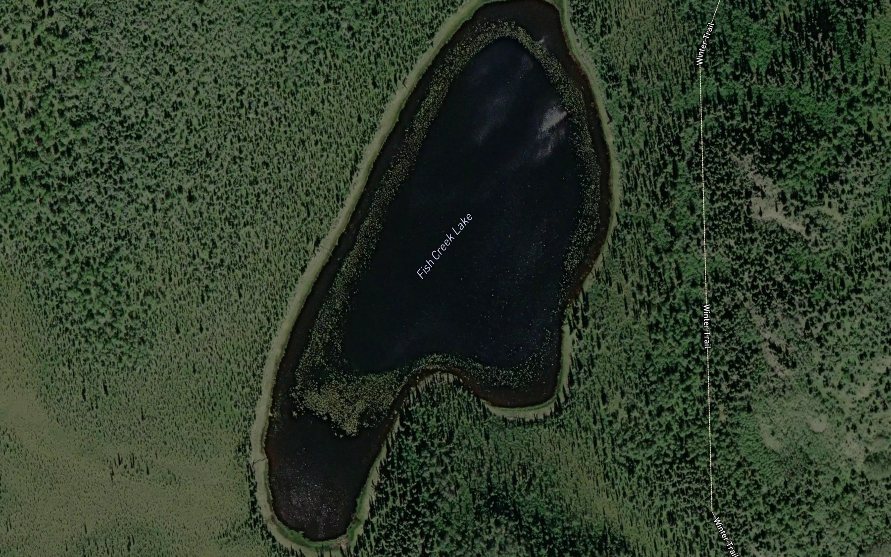 Satellite map of the Fish Creek Lake