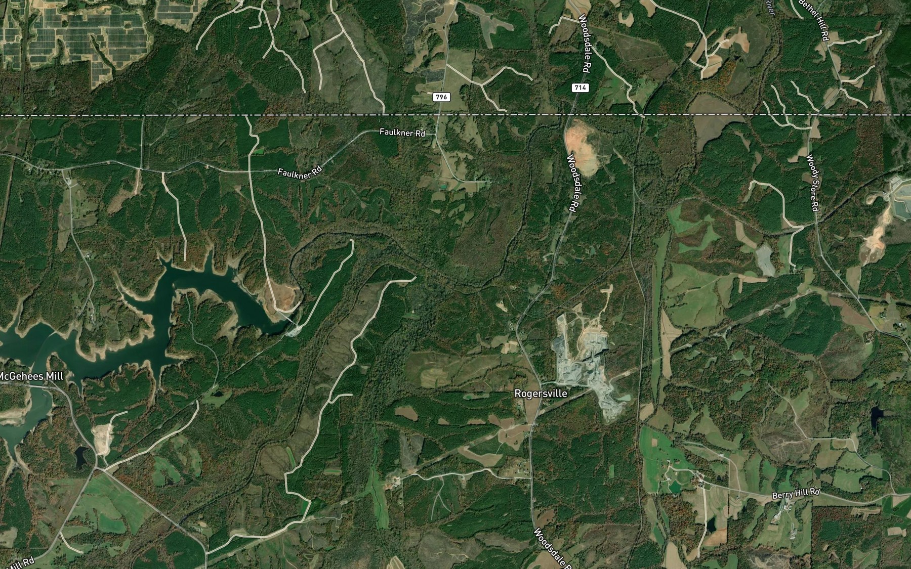 Satellite map of the Storys Creek