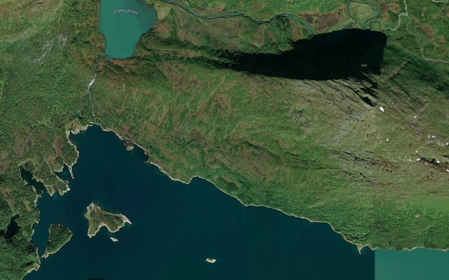 Satellite map of the Myrbekken