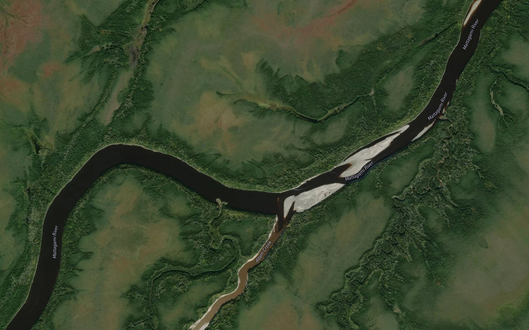 Satellite map of the Adam Creek