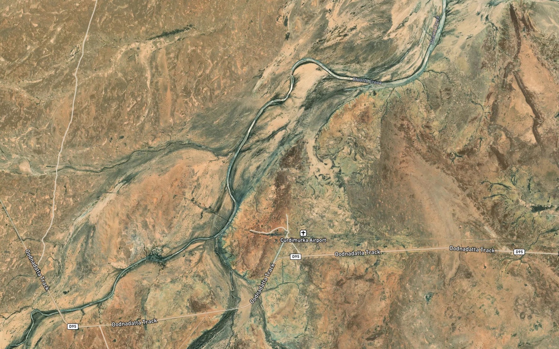 Satellite map of the Stuart Creek