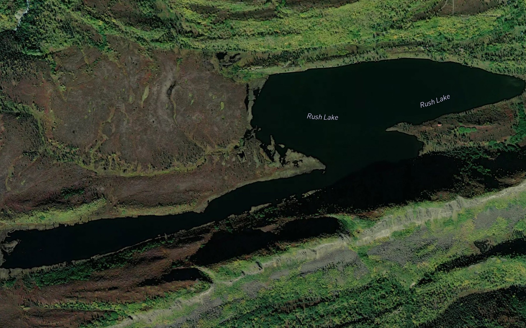 Satellite map of the Rush Lake