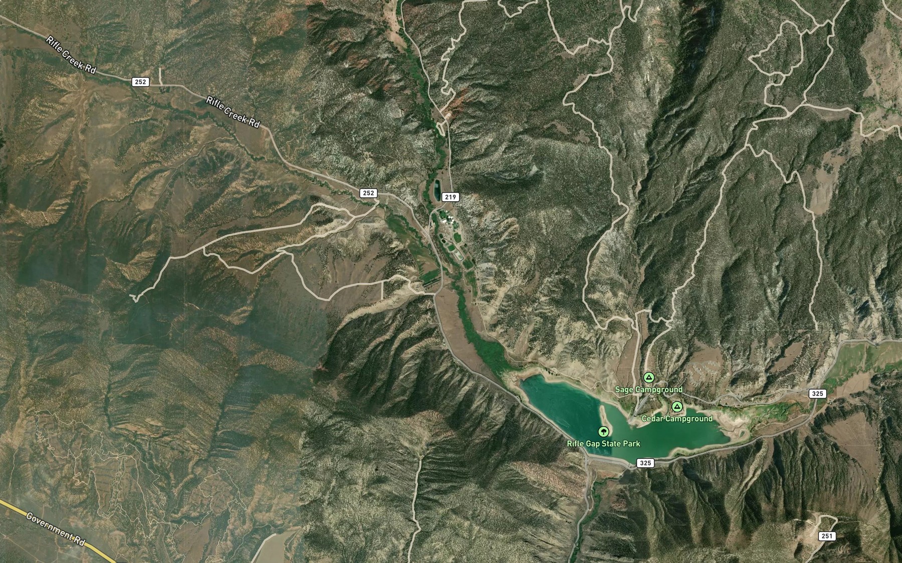 Satellite map of the Middle Rifle Creek