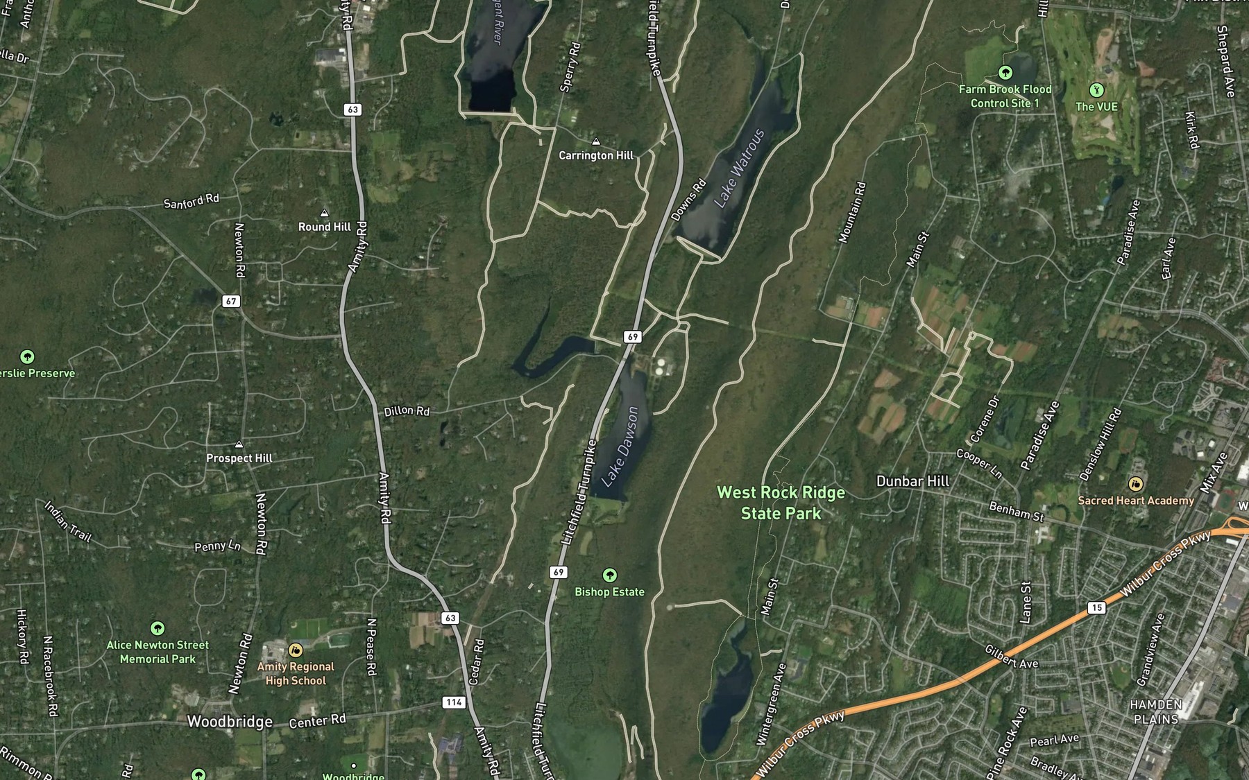Satellite map of the Sargent River