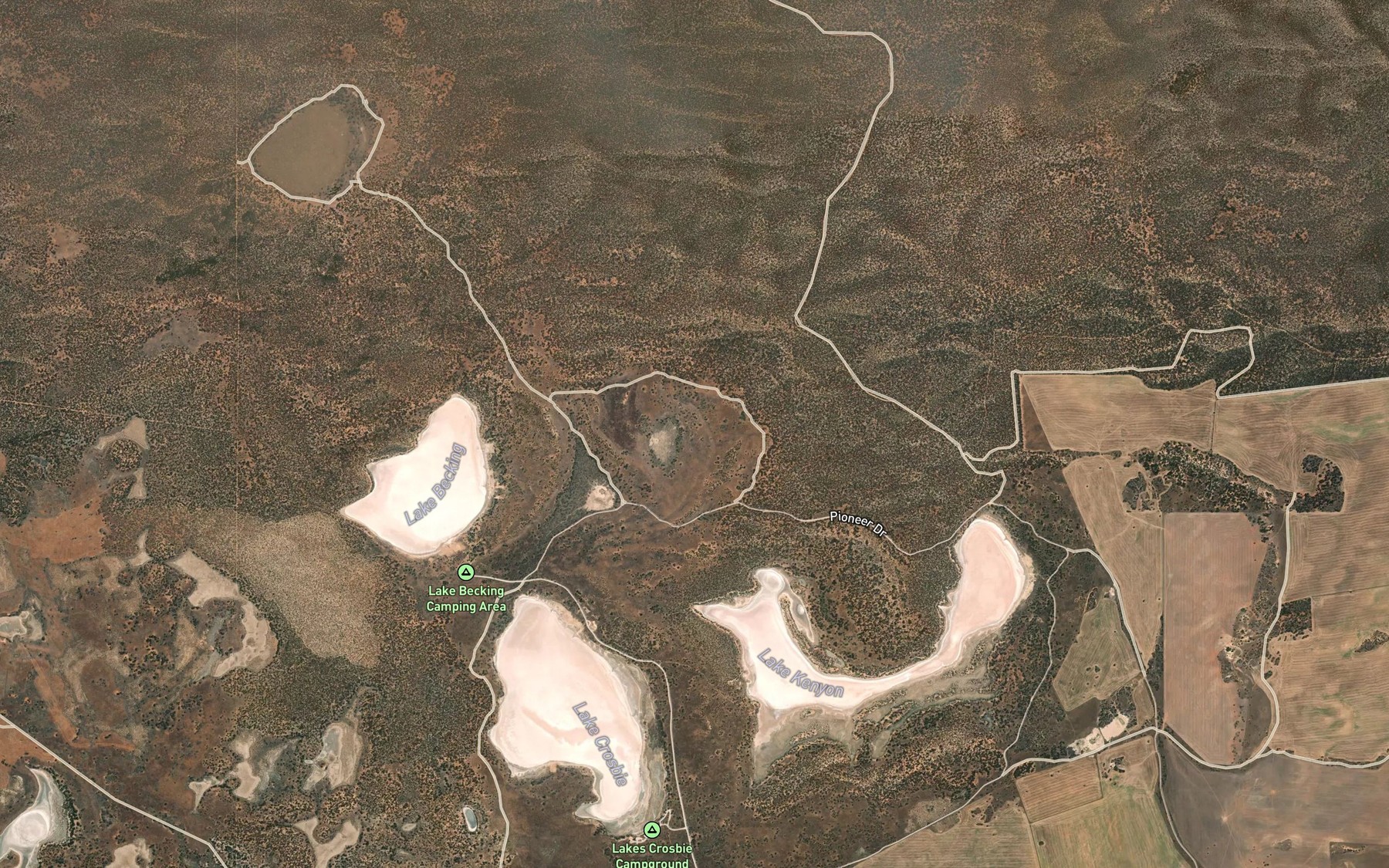 Satellite map of the Pink Lakes