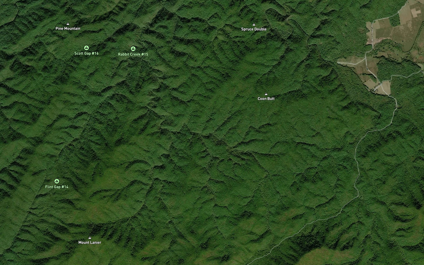 Satellite map of the Stickbait Branch