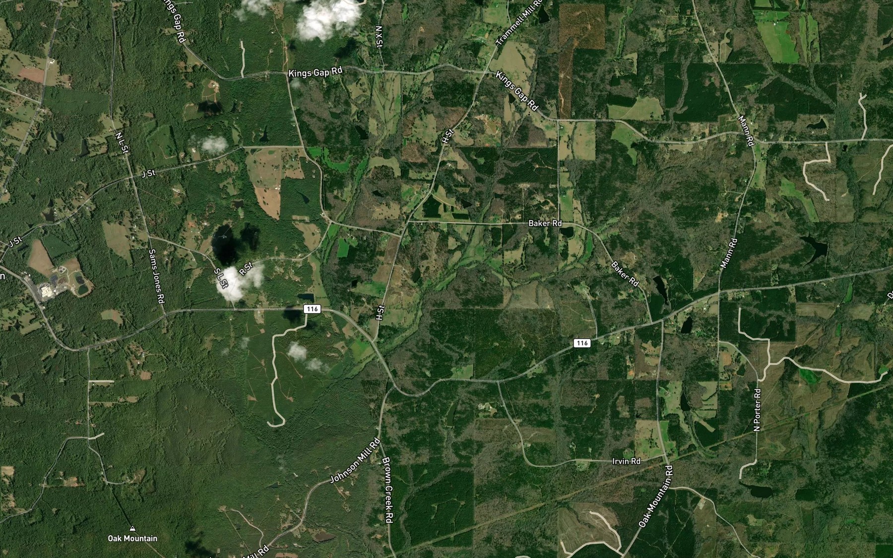 Satellite map of the Stanley Creek