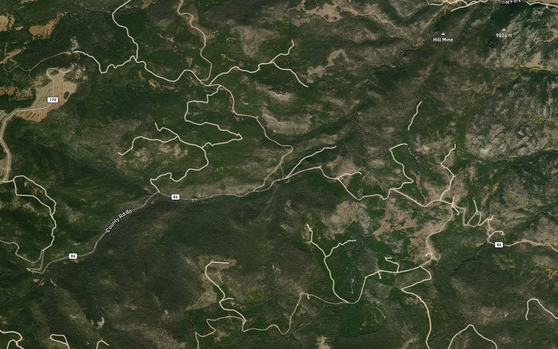 Satellite map of the Killpecker Creek