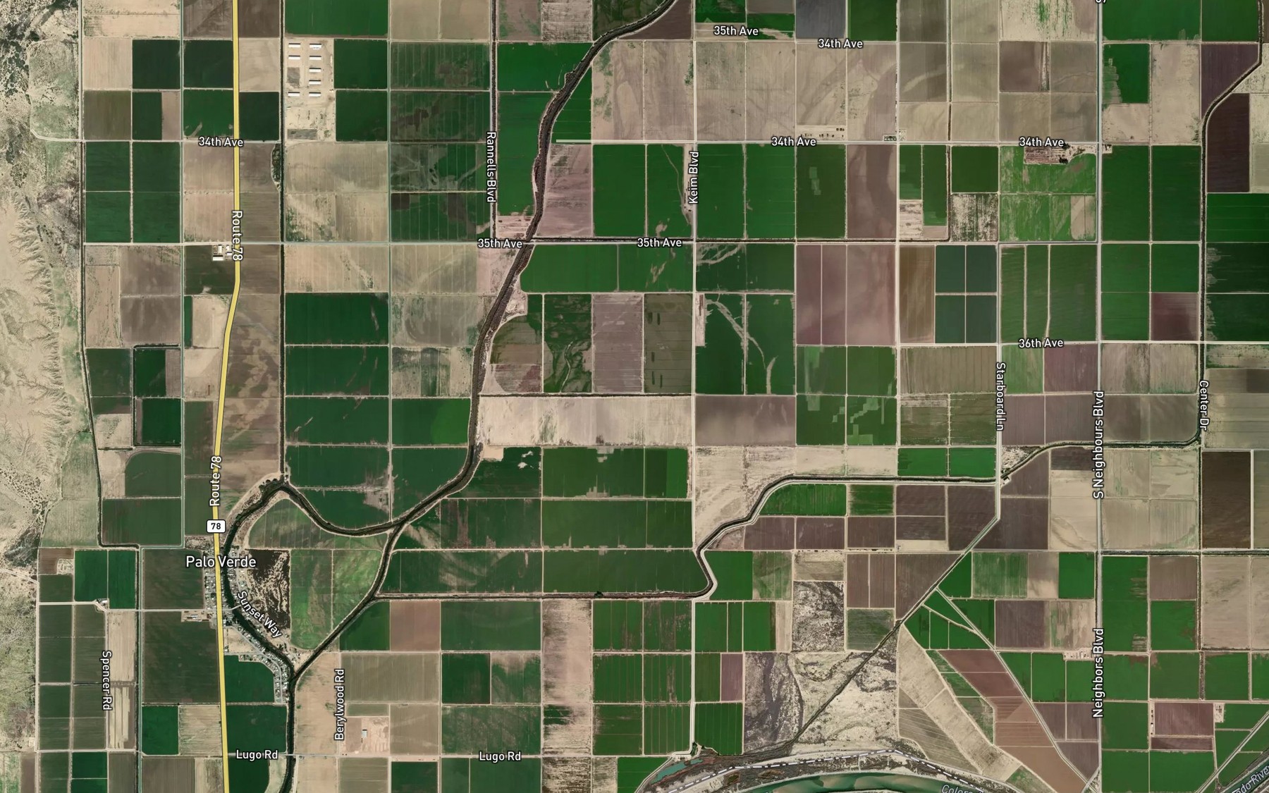 Satellite map of the Norton Drain