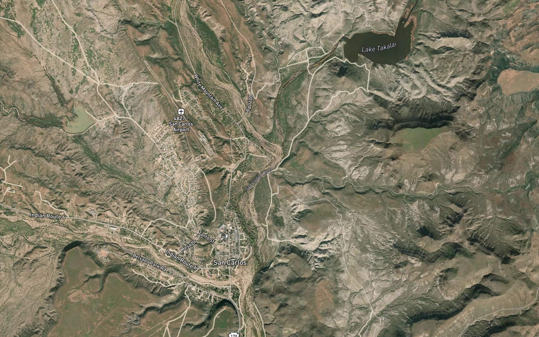 Satellite map of the Hackberry Creek
