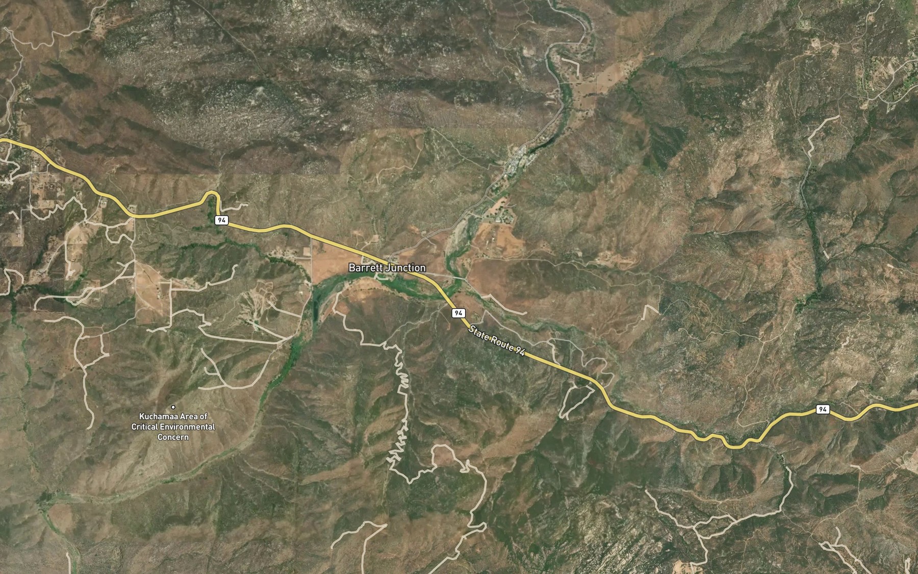 Satellite map of the Potrero Creek
